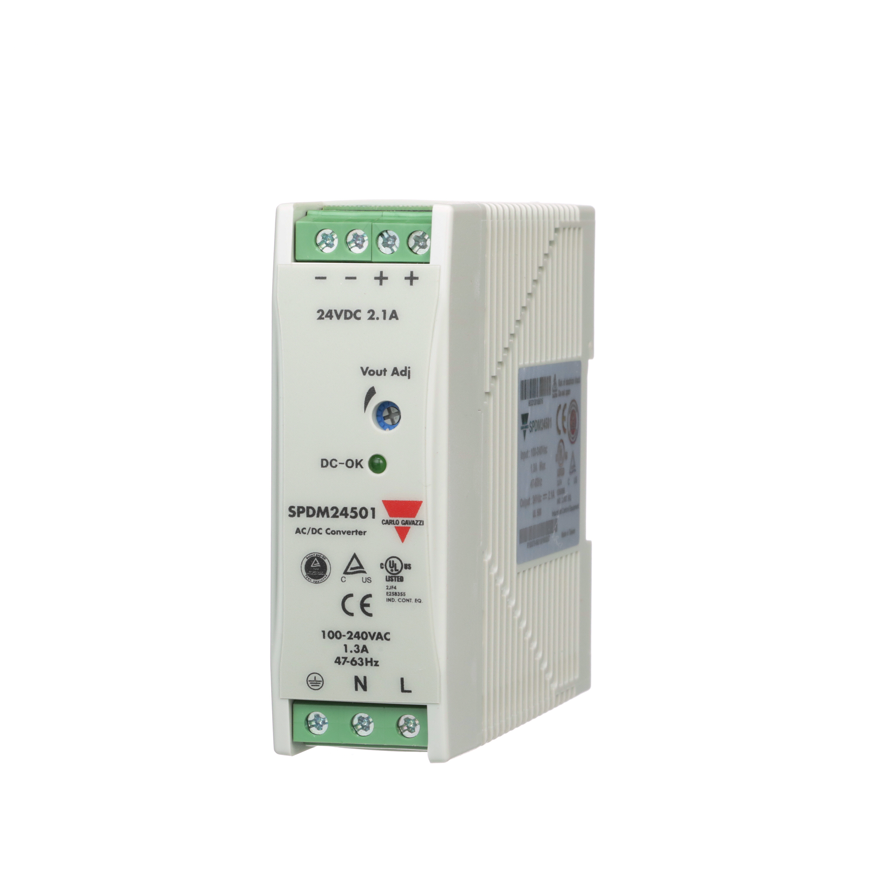 Carlo Gavazzi Switching Power Supply; 12VDC OUT; 4A; 85-264VAC / 120-375VDC IN; Single-Phase; DIN Rail Mount